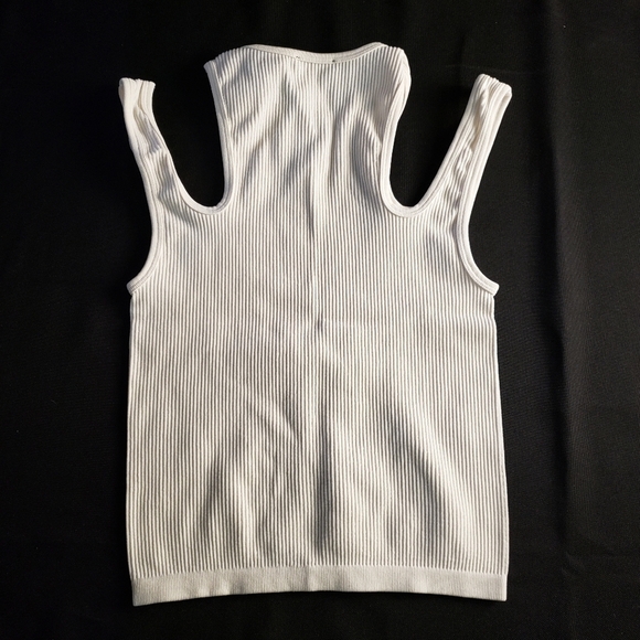 Zara Strappy White‎ Ribbed Cropped Tank Top XS-S - Picture 2 of 5